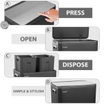 キッチンゴミ回収プレス式ゴミ箱 60L、ダブルコンパートメントゴミ箱 - ブラック